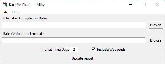 A screenshot showing the utility with two fields and one button